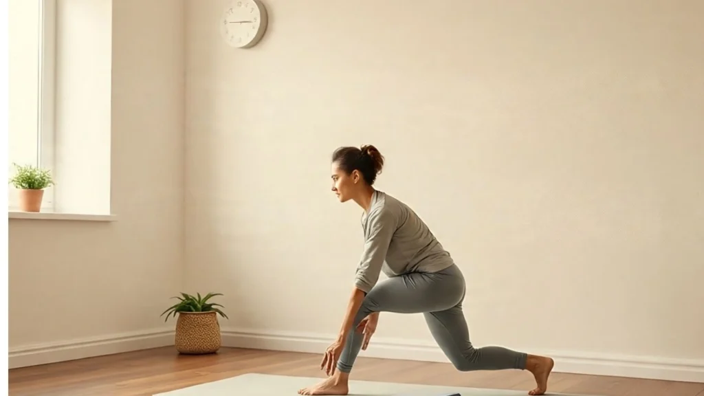 a photograph of a cheerful young indian women doing home work out following healthy lifestyle routine