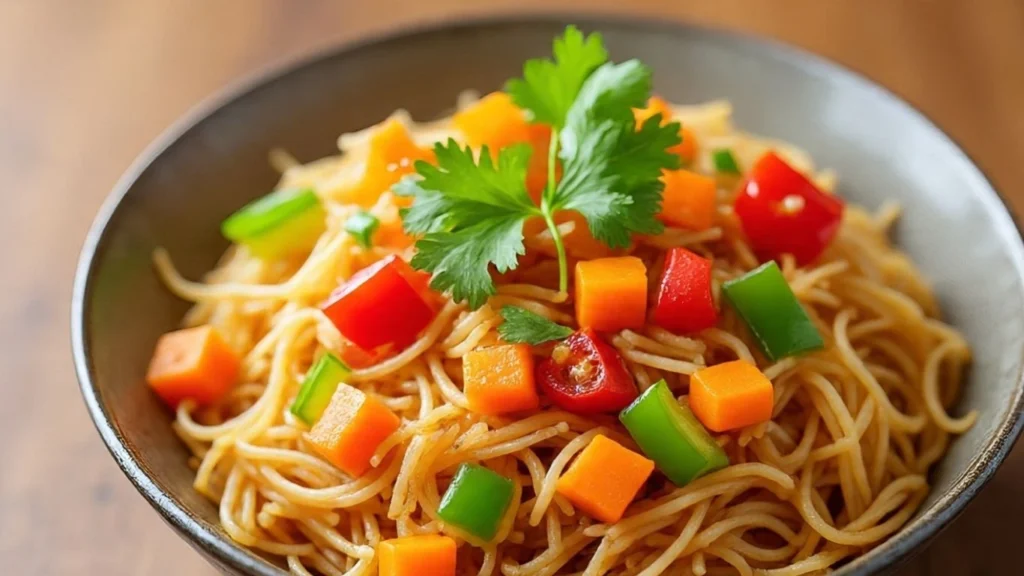 Healthy Indian roasted vermicelli upma with vegetables