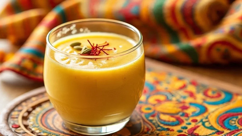 spiced indian peanut butter lassi smoothie, a unique probiotic rich healthy indian drink