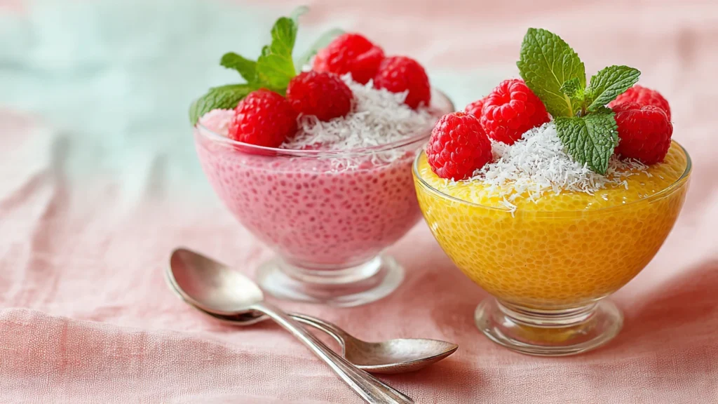 Healthy vegan breakfast ideas - berry chia seed pudding.